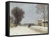 En hiver, effet de neige (1876)-Alfred Sisley-Framed Stretched Canvas