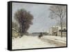 En hiver, effet de neige (1876)-Alfred Sisley-Framed Stretched Canvas