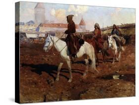 En Orient (In the Orient). Peinture De Franz Roubaud (1856-1928). Huile Sur Bois, 67,5 X 49 Cm, 190-Franz Roubaud-Stretched Canvas