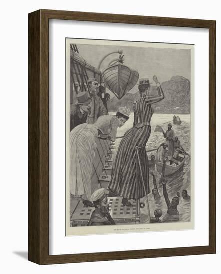 En Route to India, Diving for Coin at Aden-null-Framed Giclee Print