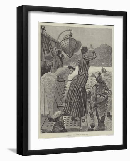 En Route to India, Diving for Coin at Aden-null-Framed Giclee Print