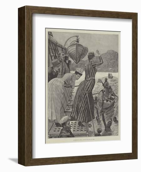 En Route to India, Diving for Coin at Aden-null-Framed Giclee Print