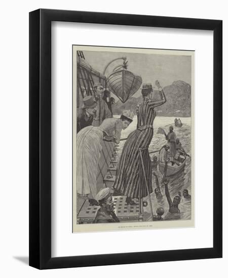 En Route to India, Diving for Coin at Aden-null-Framed Giclee Print