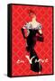 En Vogue Fashion Illustration in Red-null-Framed Stretched Canvas