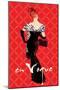 En Vogue Fashion Illustration in Red-null-Mounted Art Print