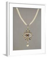 Enamelled Gold Pendant Set with Precious Stones-null-Framed Giclee Print