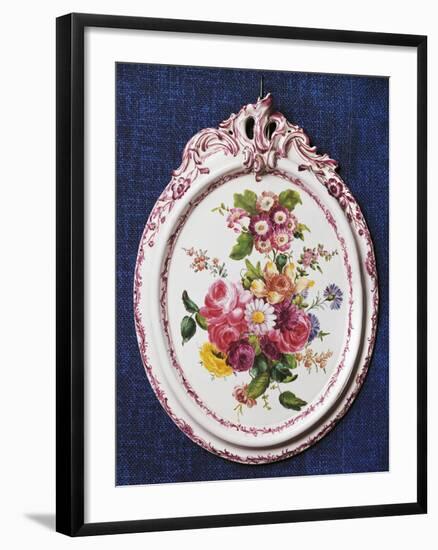 Enamelled Tile with Floral Decorations, Ceramic, Lodi Manufacture, Lombardy, Italy-null-Framed Giclee Print