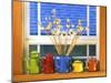 Enamelware Teapots & Coffeepots on Window Sill, Portland, Oregon, USA-Steve Terrill-Mounted Photographic Print