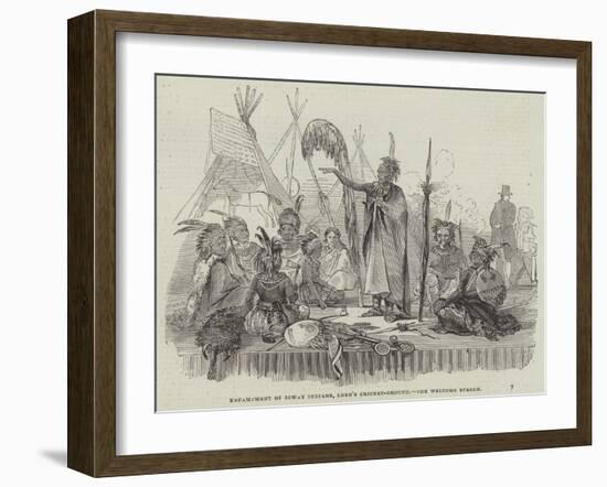 Encampment of Ioway Indians, Lord's Cricket-Ground, the Welcome Speech-null-Framed Giclee Print