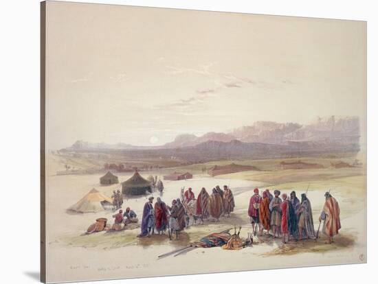Encampment of the Alloeen in Wady Araba-David Roberts-Stretched Canvas