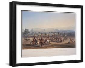 Encampment of the Piekann Indians, Engraved by Beyer and Hurliman, Published in 1839-Karl Bodmer-Framed Giclee Print