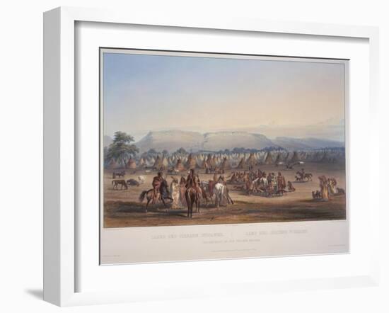 Encampment of the Piekann Indians, Engraved by Beyer and Hurliman, Published in 1839-Karl Bodmer-Framed Giclee Print