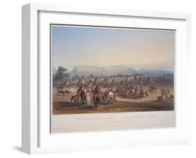 Encampment of the Piekann Indians, Engraved by Beyer and Hurliman, Published in 1839-Karl Bodmer-Framed Giclee Print