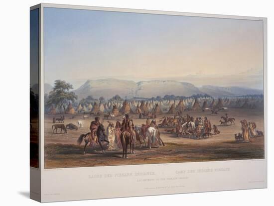 Encampment of the Piekann Indians, Engraved by Beyer and Hurliman, Published in 1839-Karl Bodmer-Stretched Canvas