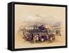 Encampment of the Pilgrims at Jericho, from Volume II of 'The Holy Land' engraved by Louis Haghe-David Roberts-Framed Stretched Canvas