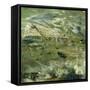 Encaustic Tile in Green V-Sharon Gordon-Framed Stretched Canvas