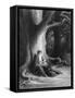Enchanter Merlin and the Fairy in Forest of Broceliande, from 'Vivien', Poem by Alfred Tennyson-Gustave Doré-Framed Stretched Canvas