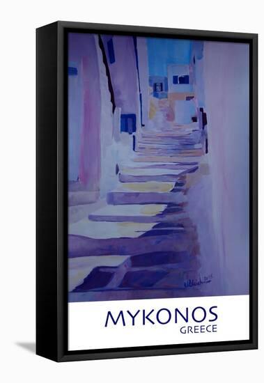 Enchanting Mykonos Greece View with Stairs Retro-Markus Bleichner-Framed Stretched Canvas