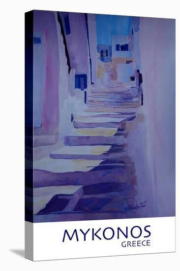 Enchanting Mykonos Greece View with Stairs Retro-Markus Bleichner-Stretched Canvas