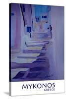 Enchanting Mykonos Greece View with Stairs Retro-Markus Bleichner-Stretched Canvas