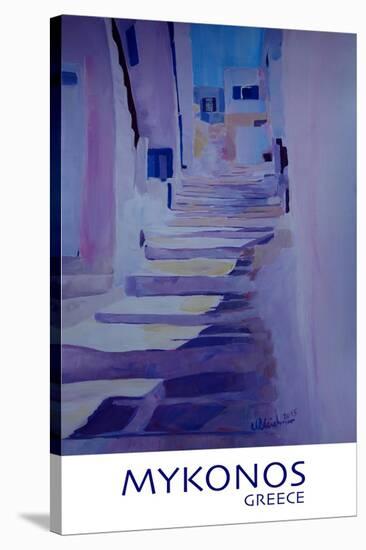 Enchanting Mykonos Greece View with Stairs Retro-Markus Bleichner-Stretched Canvas