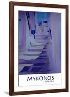 Enchanting Mykonos Greece View with Stairs Retro-Markus Bleichner-Framed Art Print