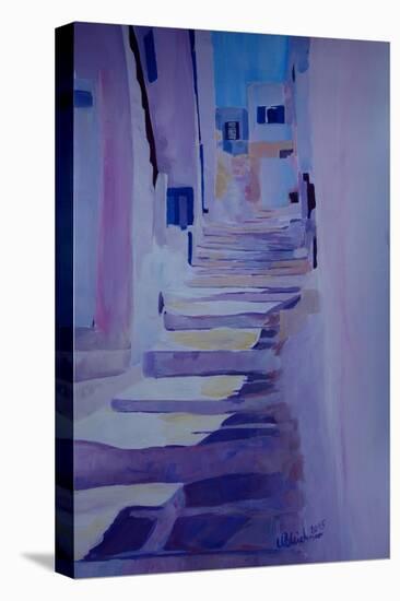 Enchanting Mykonos Greece View with Stairs-Markus Bleichner-Stretched Canvas