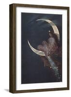 Enchantress Sitting on Moon-null-Framed Art Print