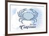 Encinitas, California - Crab - Blue - Coastal Icon-Lantern Press-Framed Art Print