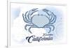 Encinitas, California - Crab - Blue - Coastal Icon-Lantern Press-Framed Art Print