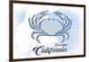 Encinitas, California - Crab - Blue - Coastal Icon-Lantern Press-Framed Art Print