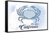 Encinitas, California - Crab - Blue - Coastal Icon-Lantern Press-Framed Stretched Canvas