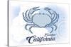 Encinitas, California - Crab - Blue - Coastal Icon-Lantern Press-Stretched Canvas