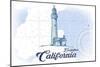Encinitas, California - Lighthouse - Blue - Coastal Icon-Lantern Press-Mounted Art Print