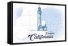 Encinitas, California - Lighthouse - Blue - Coastal Icon-Lantern Press-Framed Stretched Canvas