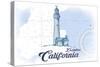Encinitas, California - Lighthouse - Blue - Coastal Icon-Lantern Press-Stretched Canvas