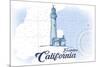 Encinitas, California - Lighthouse - Blue - Coastal Icon-Lantern Press-Mounted Premium Giclee Print