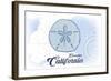 Encinitas, California - Sand Dollar - Blue - Coastal Icon-Lantern Press-Framed Art Print