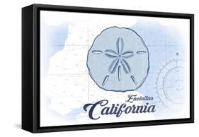 Encinitas, California - Sand Dollar - Blue - Coastal Icon-Lantern Press-Framed Stretched Canvas