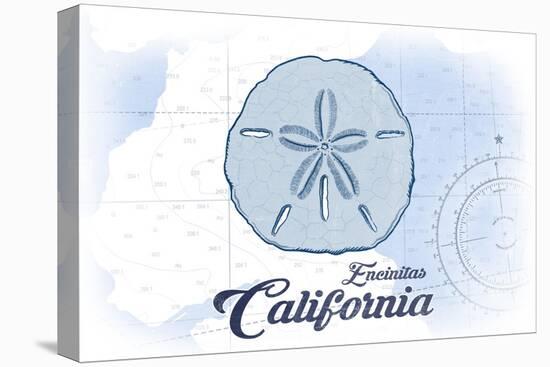 Encinitas, California - Sand Dollar - Blue - Coastal Icon-Lantern Press-Stretched Canvas