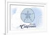 Encinitas, California - Sand Dollar - Blue - Coastal Icon-Lantern Press-Framed Premium Giclee Print