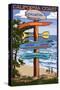 Encinitas, California - Signpost Destinations-Lantern Press-Stretched Canvas