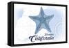 Encinitas, California - Starfish - Blue - Coastal Icon-Lantern Press-Framed Stretched Canvas