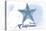 Encinitas, California - Starfish - Blue - Coastal Icon-Lantern Press-Stretched Canvas