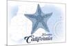 Encinitas, California - Starfish - Blue - Coastal Icon-Lantern Press-Mounted Premium Giclee Print