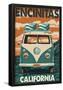 Encinitas, California - Vw Van Blockprint-null-Framed Poster