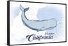 Encinitas, California - Whale - Blue - Coastal Icon-Lantern Press-Framed Stretched Canvas