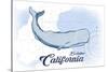 Encinitas, California - Whale - Blue - Coastal Icon-Lantern Press-Stretched Canvas