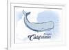 Encinitas, California - Whale - Blue - Coastal Icon-Lantern Press-Framed Premium Giclee Print