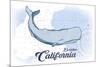 Encinitas, California - Whale - Blue - Coastal Icon-Lantern Press-Mounted Premium Giclee Print